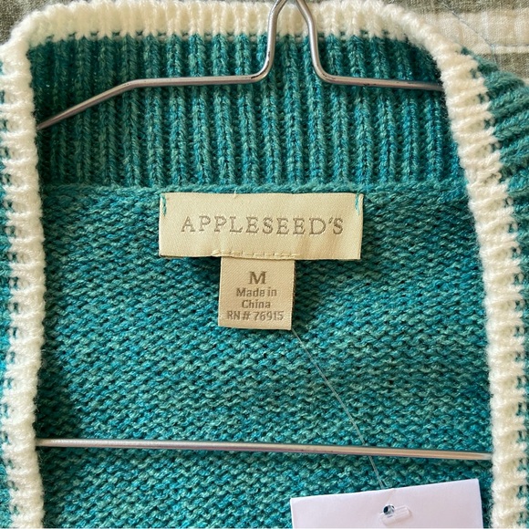 NWT Appleseed's Turquoise Cardigan Sweater Medium - Picture 7 of 10